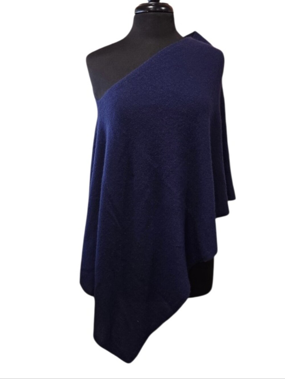 Claudia Nichole Cashmere Classic Navy Knit Poncho Ultra Soft Cozy Wrap